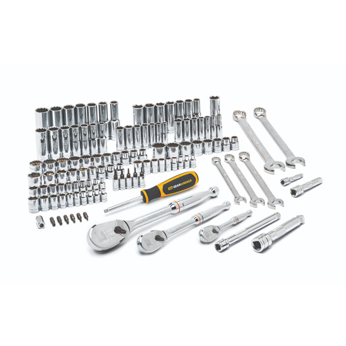 1/4", 3/8" & 1/2" Drive 6 & 12 Point Standard & Deep SAE/Metric Mechanics Tool Set Mukwa Safety Services