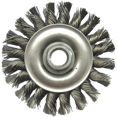 Brosses m&eacute;talliques &agrave; touret, Dia. 4", Fils 0,02", Arbre 5/8"-11, Acier Mukwa Safety Services