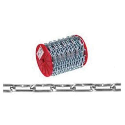 Straight Link Coil Chain, Low Carbon Steel, #4 x 100' (30.4 m) L, 205 lbs. (0.1025 tons) Load Capacity Mukwa Safety Services