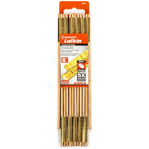 R&egrave;gle de maçon surdimensionn&eacute; Red End, 6' lo, Bois, Graduations de 1/16" Mukwa Safety Services