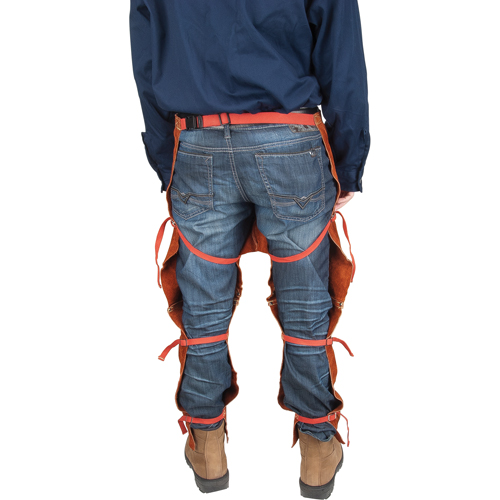 Tablier fendu aux jambes et jambi&egrave;res en cuir, 40" lo, Lava Brown Mukwa Safety Services