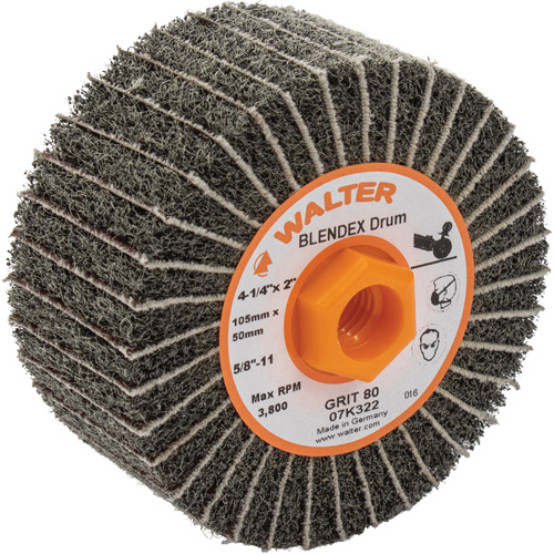 ALLSTEEL Two-In-One Finishing Drums, 4-1/4" Dia. x 2" W, 5/8"-11 Arbor, 80 Grit Mukwa Safety Services