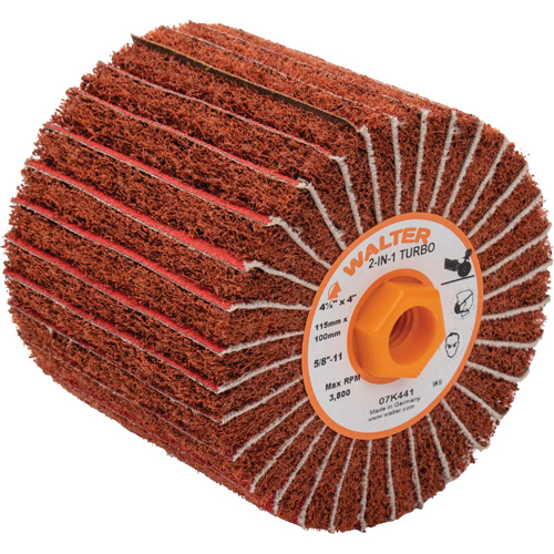 Tambours turbo Two-In-One, 4-1/2" dia. x 4" la, 5/8"-11 Arbre, Grain 60 Mukwa Safety Services