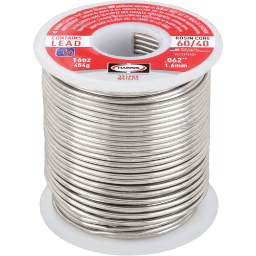 60/40 Leaded Rosin Core Solder, Lead-Based, 60% Tin 40% Lead, Rosin Core, 1/16" Dia. Mukwa Safety Services