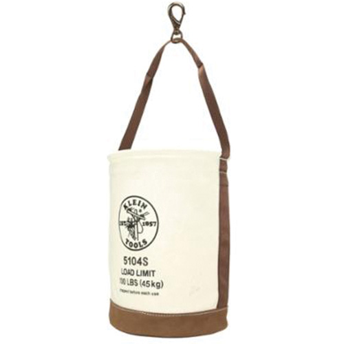 Sceau &agrave; fond en cuir, 17" h, Toile, Blanc Mukwa Safety Services