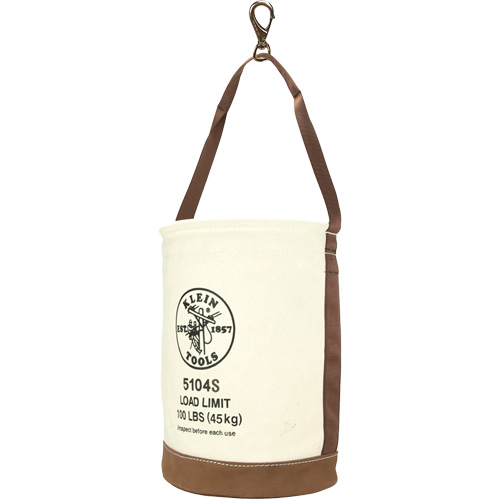 Sceau &agrave; fond en cuir, 17" h, Toile, Blanc Mukwa Safety Services