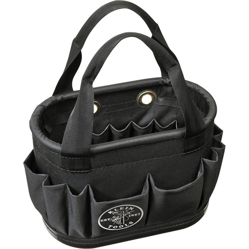 29-Pocket Hard-Body Aerial Bucket, 14" L x 10" H, Polyester, Black Mukwa Safety Services