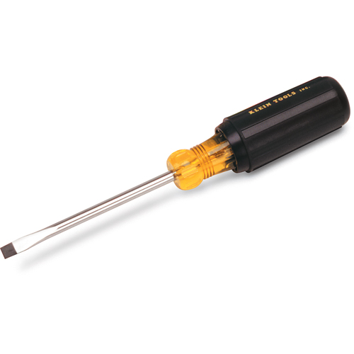 Tournevis d'&eacute;b&eacute;niste pointe plate, Tige de 1/4", Ronde, 12-11/32" lo, Prise en Coussin&eacute;e Mukwa Safety Services