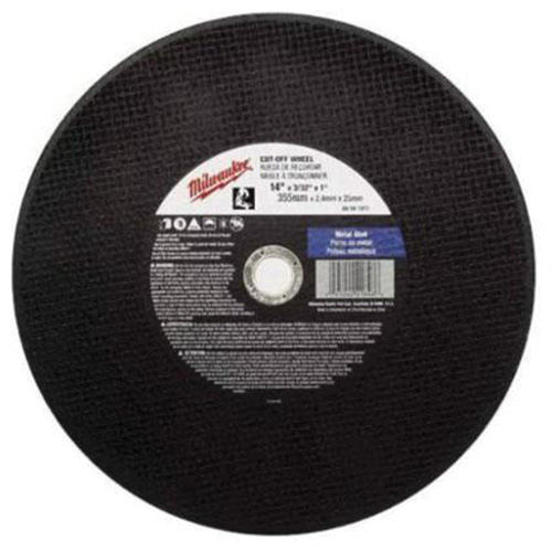 High Speed Cut-Off Wheel, 12" x 1/8", 1" Arbor, Type 1, Aluminum Oxide, 4365 RPM Mukwa Safety Services