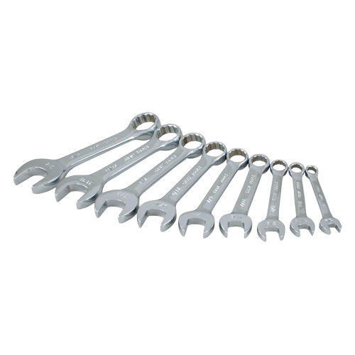 Stubby Wrench Set, Combination, 9 Pieces, Imperial Mukwa Safety Services