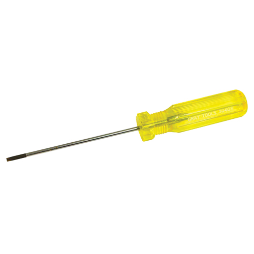 Electrician's Slotted Screwdriver, 1/8" Tip, Round, 7-1/4" L, Plastic Handle Mukwa Safety Services