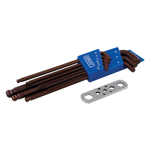 Long Arm Ball Hex Key Set, 9 Pcs., Metric Mukwa Safety Services