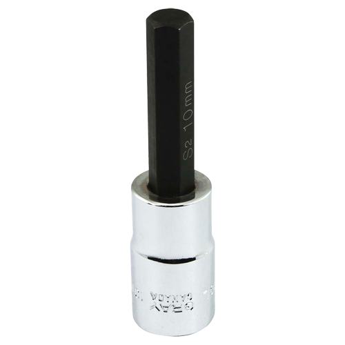 Bit Socket, Hex, 10 mm x 81 mm L, 1/2" Square Drive Drive Mukwa Safety Services