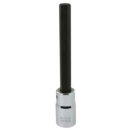 Extra Long Bit Socket, Hex, 10 mm x 128 mm L, 1/2" Square Drive Drive Mukwa Safety Services