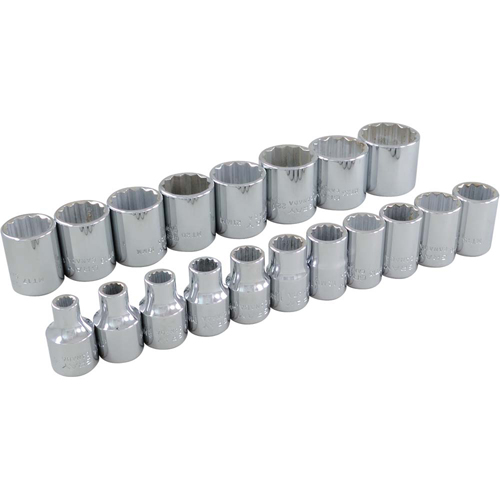 Socket Set, 19 Pcs, 3/8" Drive Size Mukwa Safety Services
