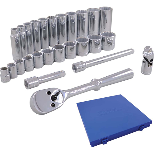 Jeu de douilles m&eacute;triques et accessoires, 26 Mcx, Prise de 3/8", Profond Mukwa Safety Services