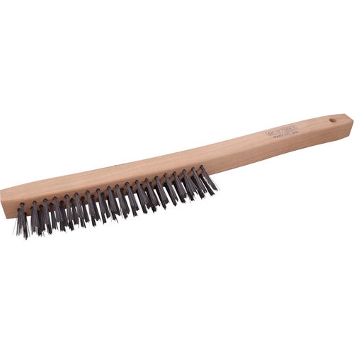 Brosse &agrave; r&eacute;curer industrielle &agrave; manche long, Acier, 3 x 19 rangs de fils, Longueur 14" Mukwa Safety Services