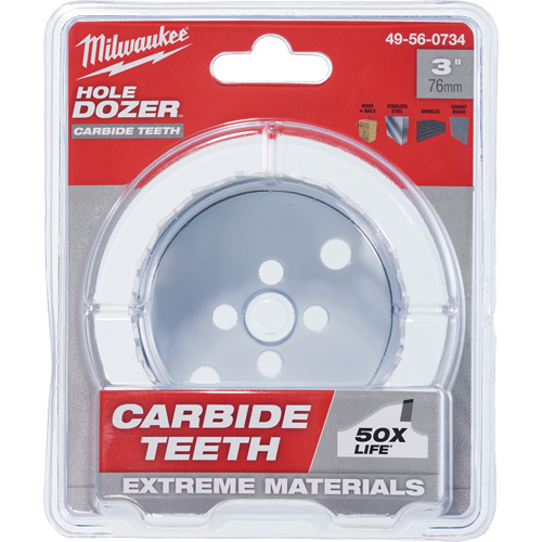 Scie &agrave; bouteur Hole Dozer avec dents au carbure, 3", Profondeur de la coupe 1-63/100", Carbure Mukwa Safety Services