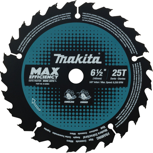 Lame de scie circulaire efficacit&eacute; maximale, 6-1/2", 25 dents, Pour Stratifi&eacute;/Bois Mukwa Safety Services