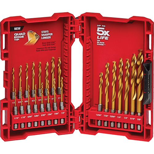 Jeu de forets pour perceuses et cl&eacute;s &agrave; chocs Shockwave, 23 morceaux, Titane Mukwa Safety Services