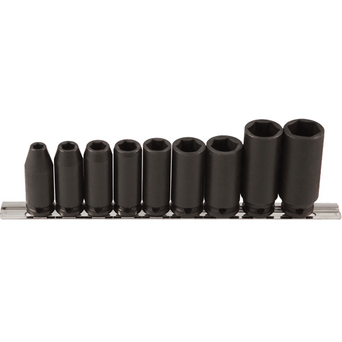 Long Socket Set, 9 Pcs, Impact, 3/8" Drive Size, Deep Mukwa Safety Services