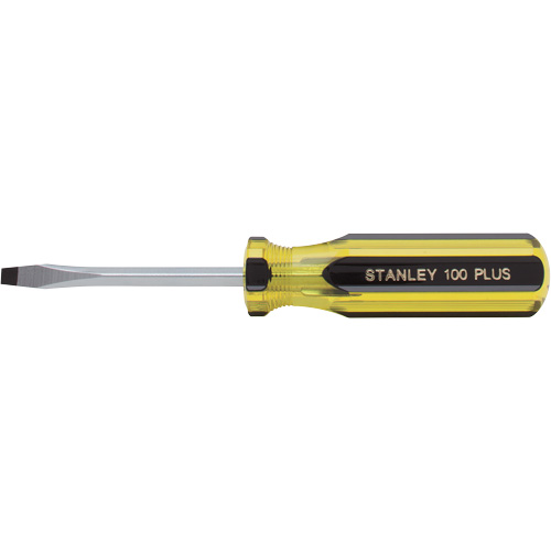 100 PLUS&reg; Standard Slotted Tip Screwdriver, 3/16" Tip, Round, Plastic Handle Mukwa Safety Services
