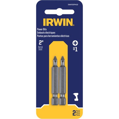 Power Bits, Phillips, #1 Tip, 1/4" Drive Size, 1-15/16" Length Mukwa Safety Services