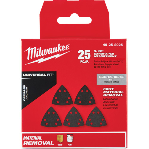 Ensemble de papiers abrasifs triangulaires 3-1/2" Open-Lok Mukwa Safety Services