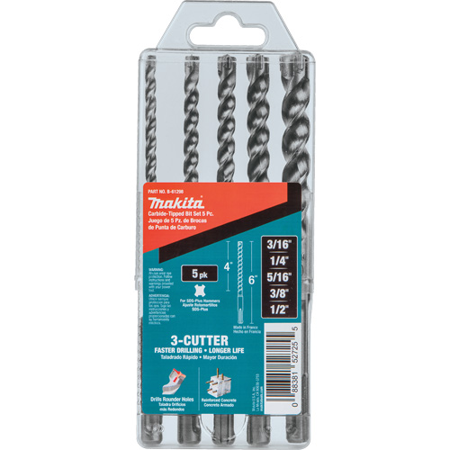 SDS-Plus 3-Cutter Bit Set, 5 Pieces, Carbide Mukwa Safety Services