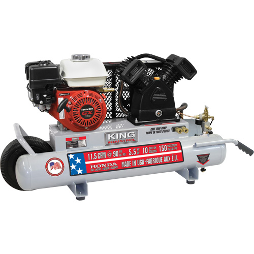 Wheelbarrow Air Compressor, Gas, 10 Gal. (12 US Gal), 150 PSI Mukwa Safety Services