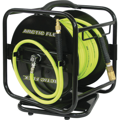Manual Hose Reel with Hybrid Polymer Air Hose, Air, 1/4" x 100', Single Hose Mukwa Safety Services