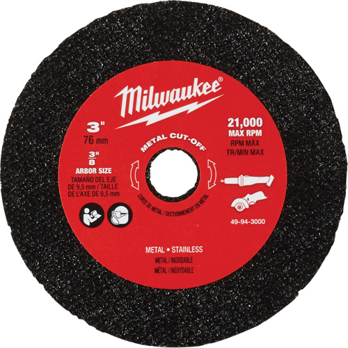 Meule de tronçonnage des m&eacute;taux, 3" x 0,04", Arbre 3/8" Mukwa Safety Services