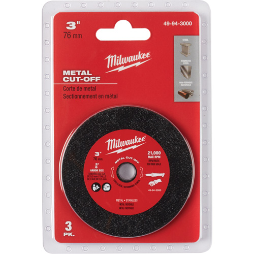 Meule de tronçonnage des m&eacute;taux, 3" x 0,04", Arbre 3/8" Mukwa Safety Services