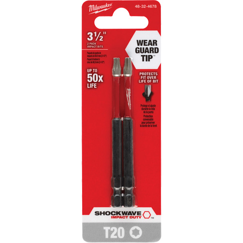 Embout de tournevis Shockwave Impact Duty, Torx, Embout T-20, Prise 1/4", Longueur 3-1/2" Mukwa Safety Services