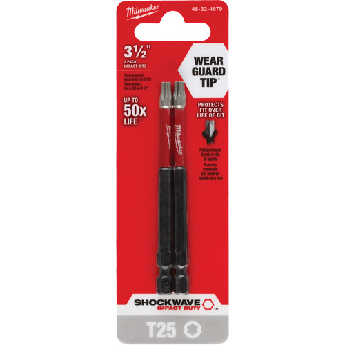 Shockwave Impact Duty Screwdriver Bit, Torx, T-25 Tip, 1/4" Drive Size, 3-1/2" Length Mukwa Safety Services