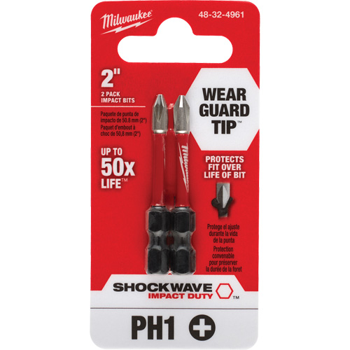 Shockwave Impact Duty Screwdriver Bit, Phillips, #1, 1/4" Drive Mukwa Safety Services