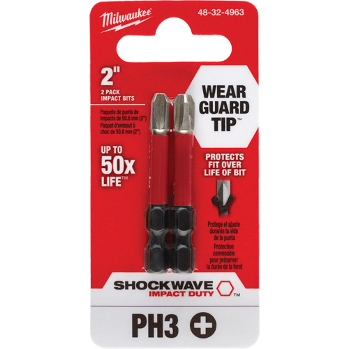 Shockwave Impact Duty Screwdriver Bit, Phillips, #3, 1/4" Drive Mukwa Safety Services