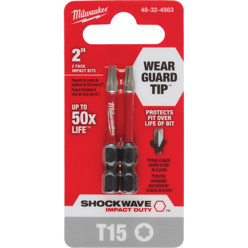 Shockwave Impact Duty Screwdriver Bit, Torx, T-15, 1/4" Drive Mukwa Safety Services