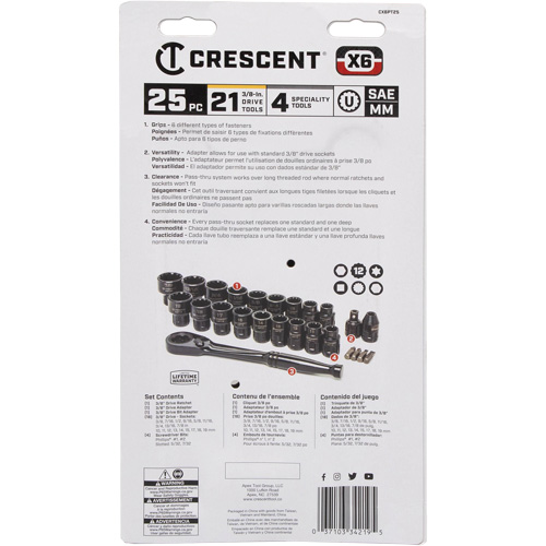 Ensemble d'outils pour m&eacute;canicien, 25 Mcx, Prise de 3/8" Mukwa Safety Services