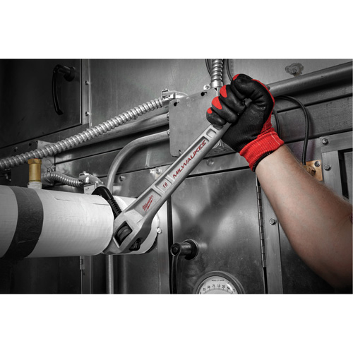 Cl&eacute; &agrave; tuyau coud&eacute;e en aluminium, Cap des m&acirc;choires 2", Longueur 18", Fini Rev&ecirc;tement en poudre, Prise Ergonomique Mukwa Safety Services