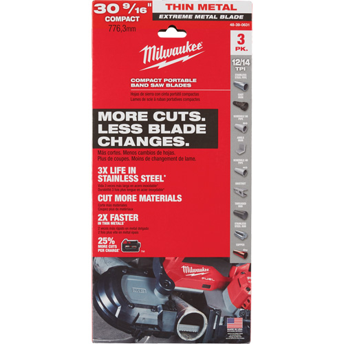 Lames-ruban pour coupes de m&eacute;taux extr&ecirc;mes, Acier rapide, 30-9/16" lo x 1/2" la x &eacute;paisseur 0,02", 12/14 dents par pouce Mukwa Safety Services