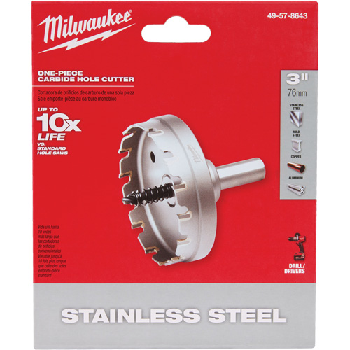 One-Piece Carbide Hole Cutters, 3", 3/16" Depth of Cut Mukwa Safety Services