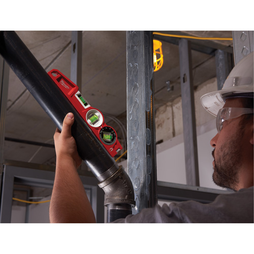 Niveau torpille moul&eacute; sous pression verrouillable avec fiole 360 degr&eacute;s, 10" lo, Aluminium, 3 fioles, Magn&eacute;tique Mukwa Safety Services