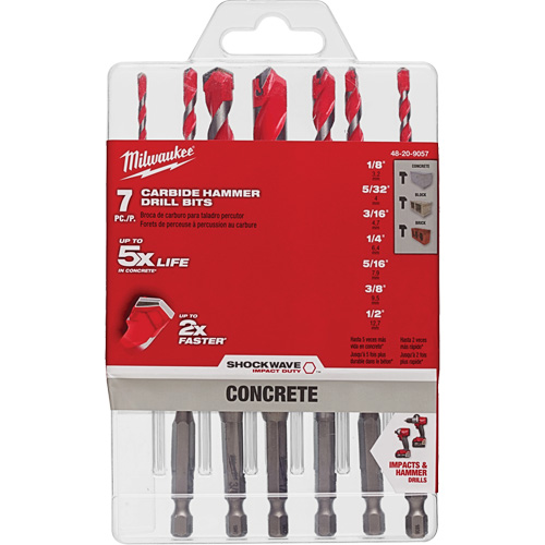 Grand jeu de forets pour perceuse &agrave; percussion Shockwave, 7 morceaux, Carbure Mukwa Safety Services