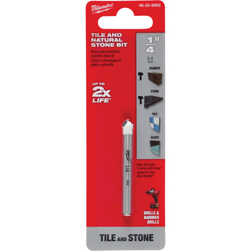 Foret pour la pierre naturelle, 1/4", Carbure Mukwa Safety Services
