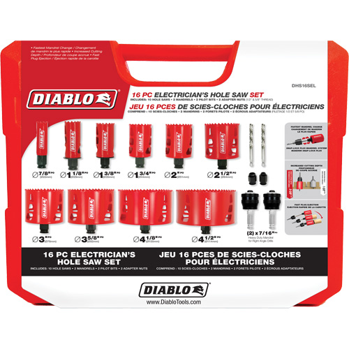 Electrician's Bi-Metal Hole Saw Set, 16 Pieces Mukwa Safety Services