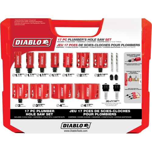 Plumber's Bi-Metal Hole Saw Set, 17 Pieces Mukwa Safety Services