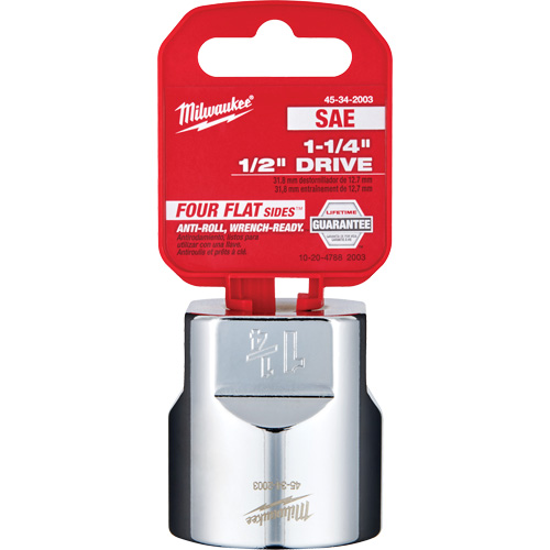 SAE Socket with Four Flat Sides, 1-1/4", 1/2" Drive, 6 Points Mukwa Safety Services