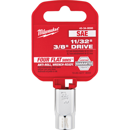 SAE Socket with Four Flat Sides, 11/32", 3/8" Drive, 6 Points Mukwa Safety Services