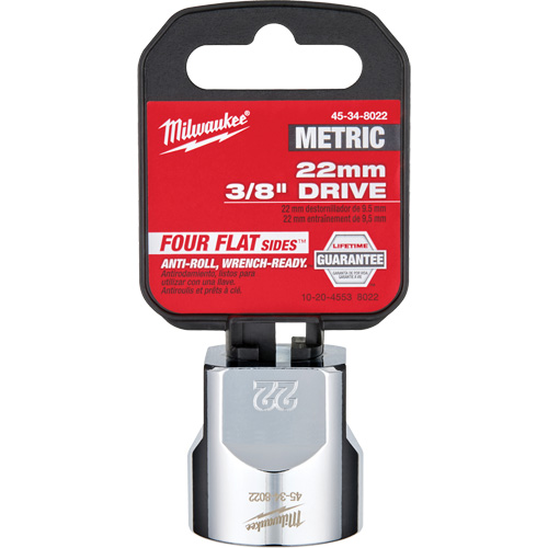 Metric Socket with Four Flat Sides, 22 mm, 3/8" Drive, 6 Points Mukwa Safety Services
